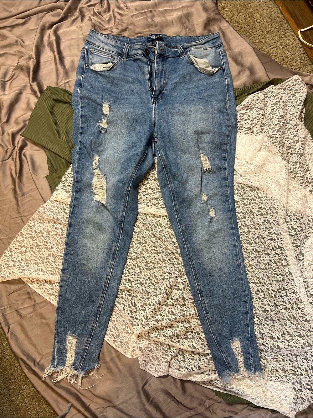 Wax Jean Distressed Light Blue Skinny Jeans